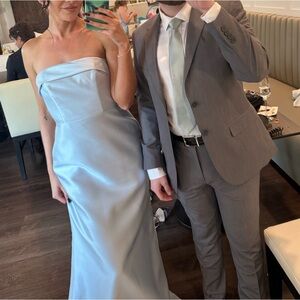 Alfred Sung Strapless Light Blue Dress